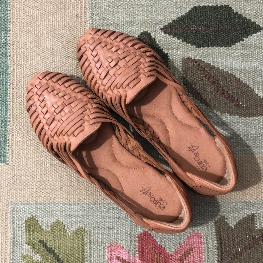 Elena Woven Slip-On Flats — Brown